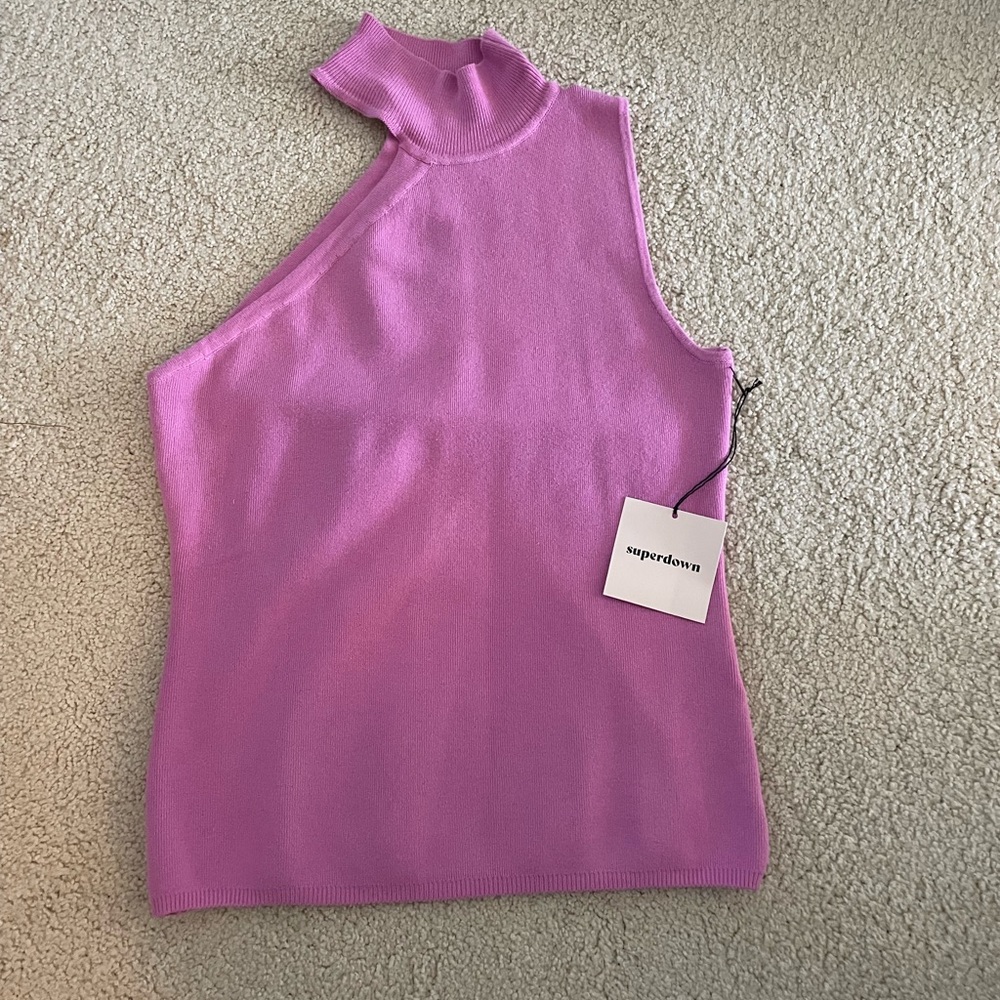 Superdown sleeveless top with mock neck detail